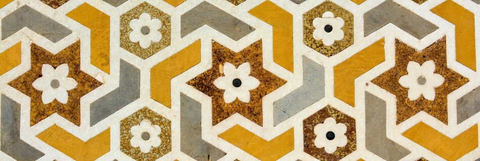 brown, white, and yellow floral pattern